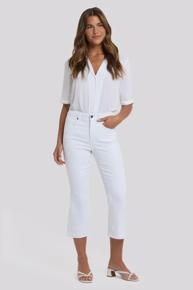 NYDJ Monica Kick Flare Crop Jeans Optic White Stretch