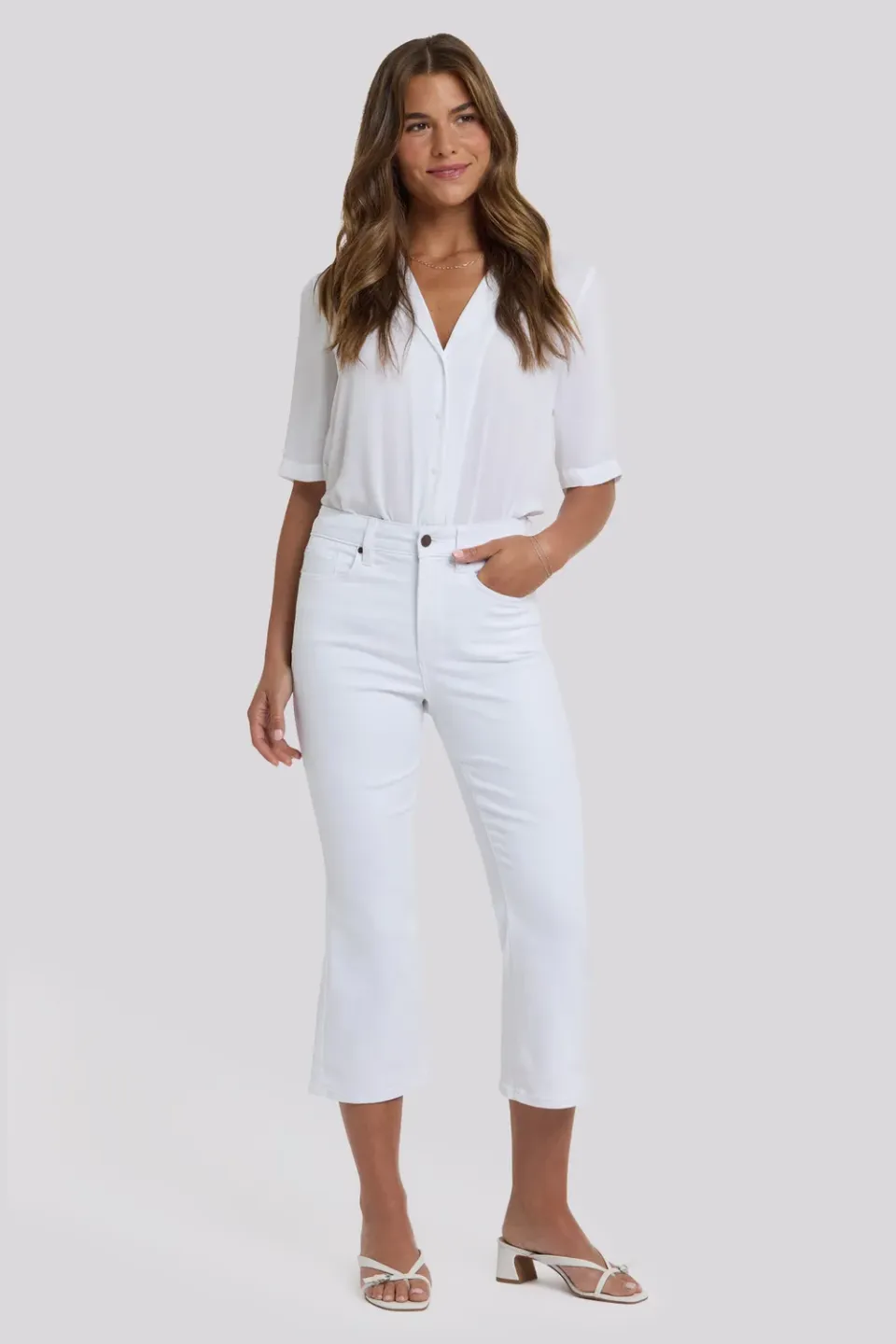 NYDJ Monica Kick Flare Crop Jeans Optic White Stretch