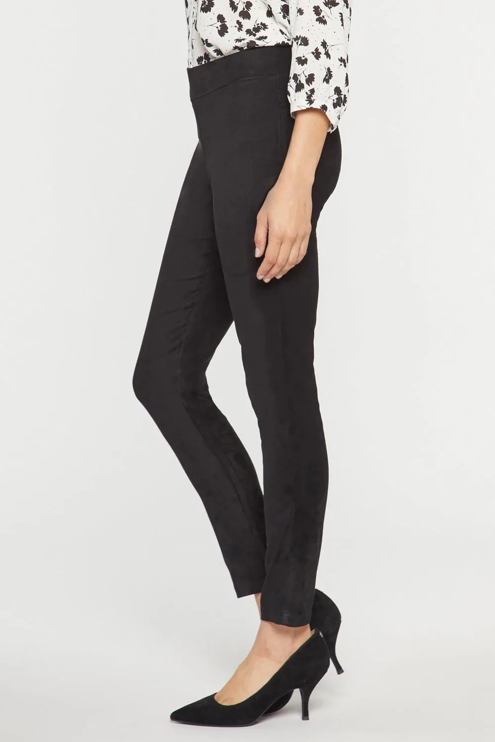 NYDJ Basic Legging Pants Hose Schwarz Petite Wildleder