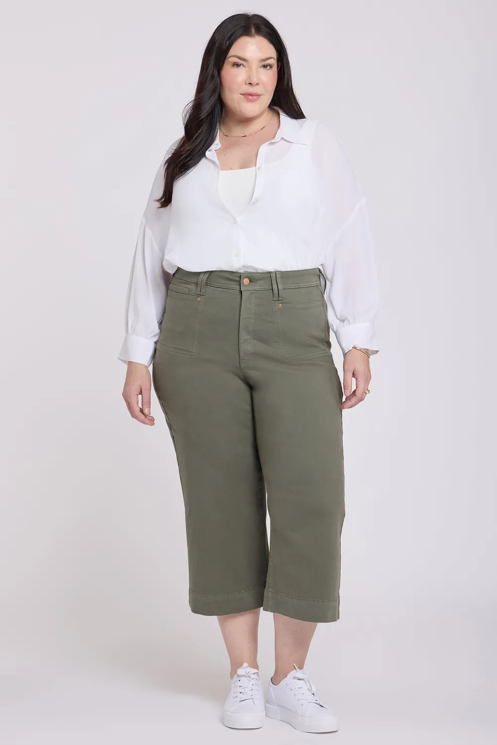 NYDJ Brigitte Wide Leg Capri Jeans Desert Green Plus