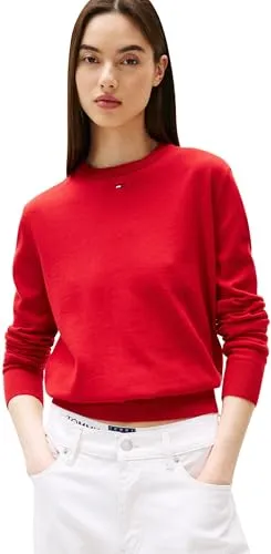 Tommy Jeans Damen Pullover Sweater Langarm Rundhals Baumwollmix