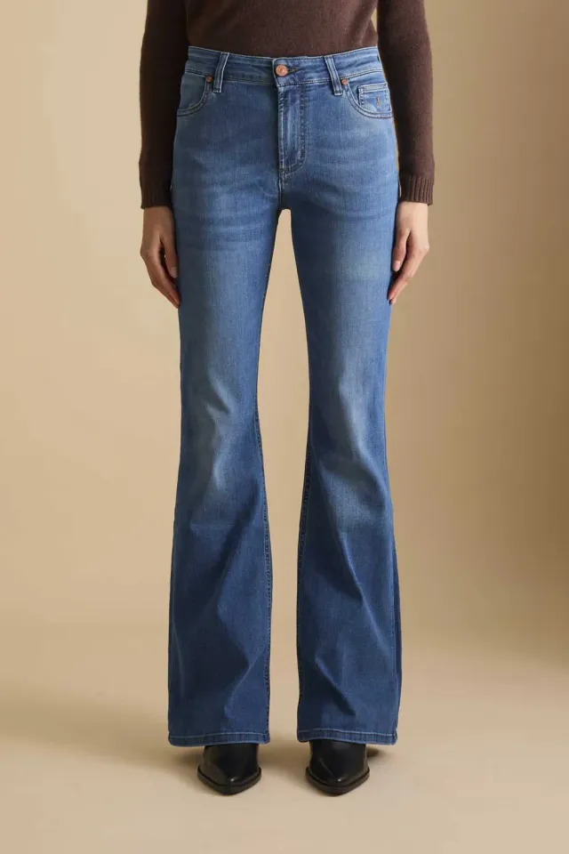 Jeckerson Jennifer Jeans Damen mittelblau Flared Stretch
