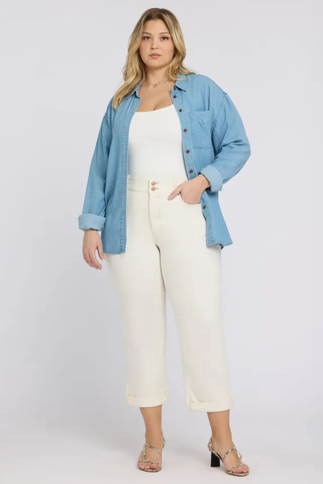 NYDJ Bailey Relaxed Straight Crop Jeans Weiß Plus