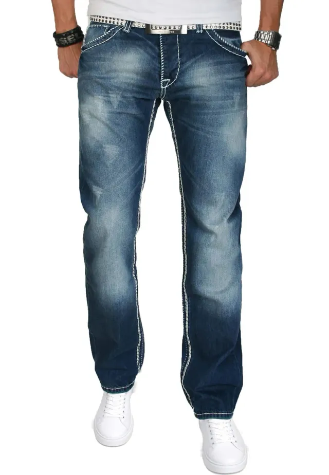 Alessandro Salvarini AS007 Herren Jeans 34W/34L Regular blau