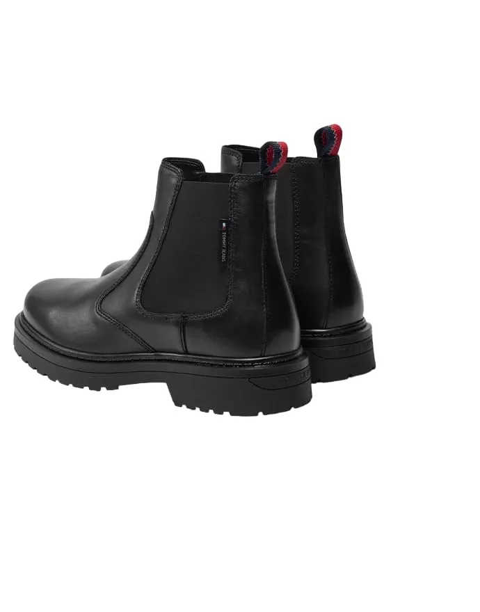 Tommy Jeans Chelsea Boots Herren Schwarz Leder