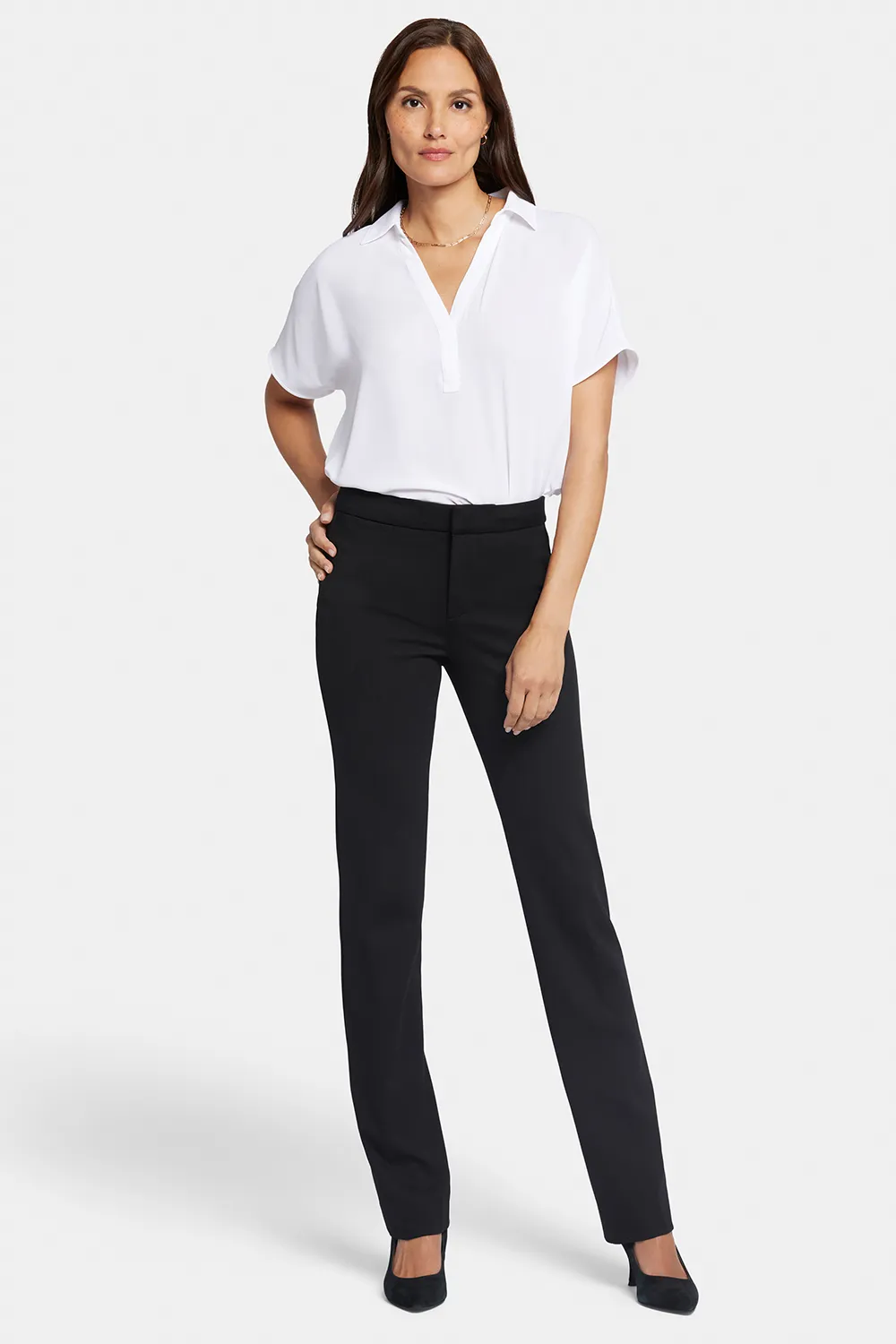 NYDJ Slim Trouser Stoffhose Schwarz Petite schmal