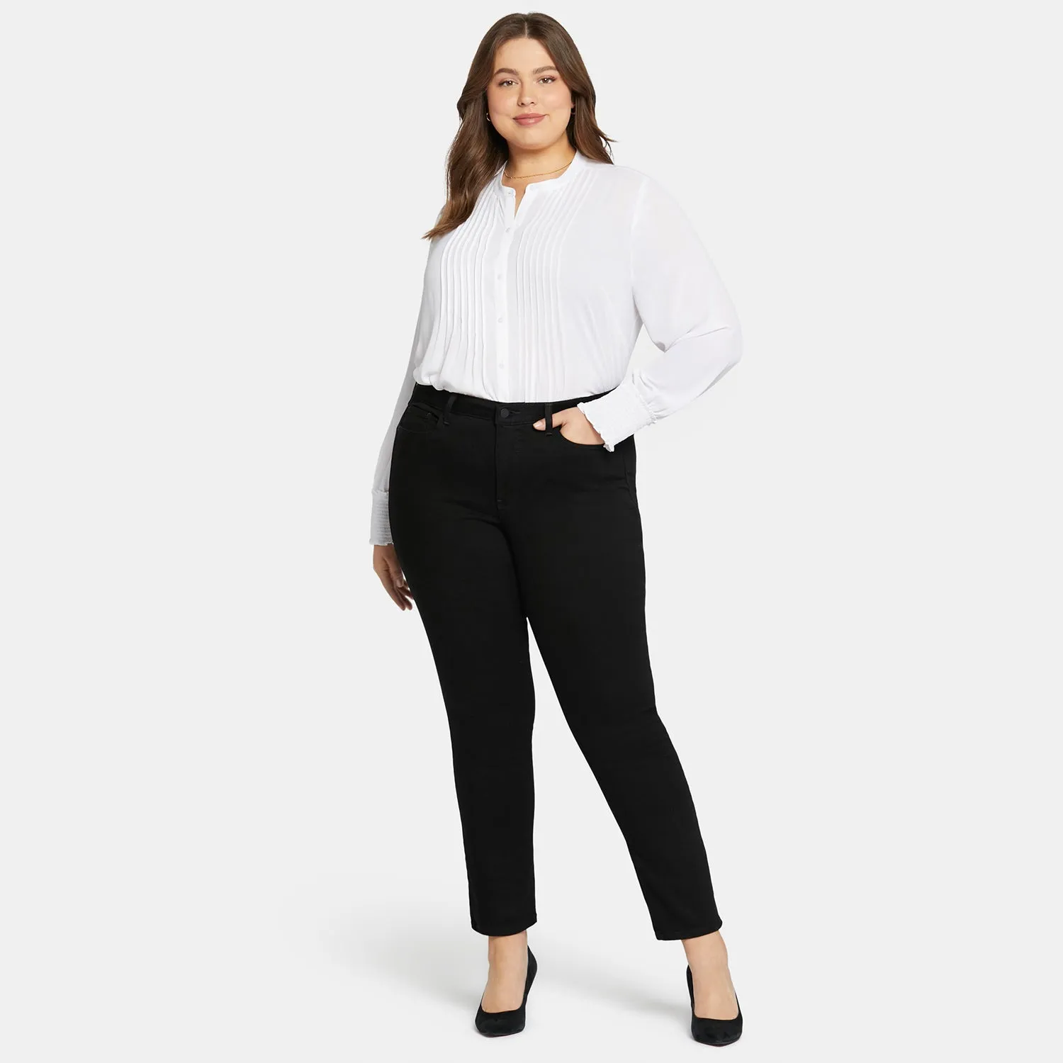 NYDJ Sheri Slim Jeans Plus Schwarz Figurformend
