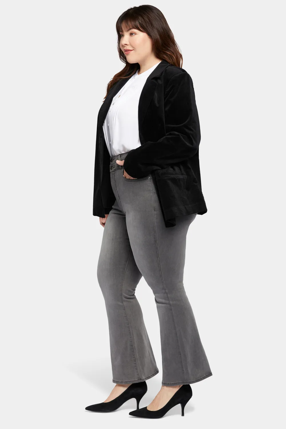 NYDJ Classic Blazer Jacke Velveteen Schwarz Plus