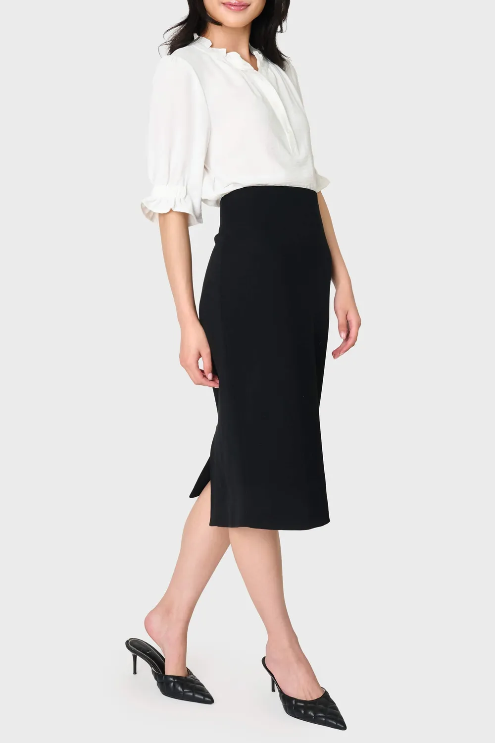 Gibsonlook Notch Midi Rock Schwarz Ponte Bleistift