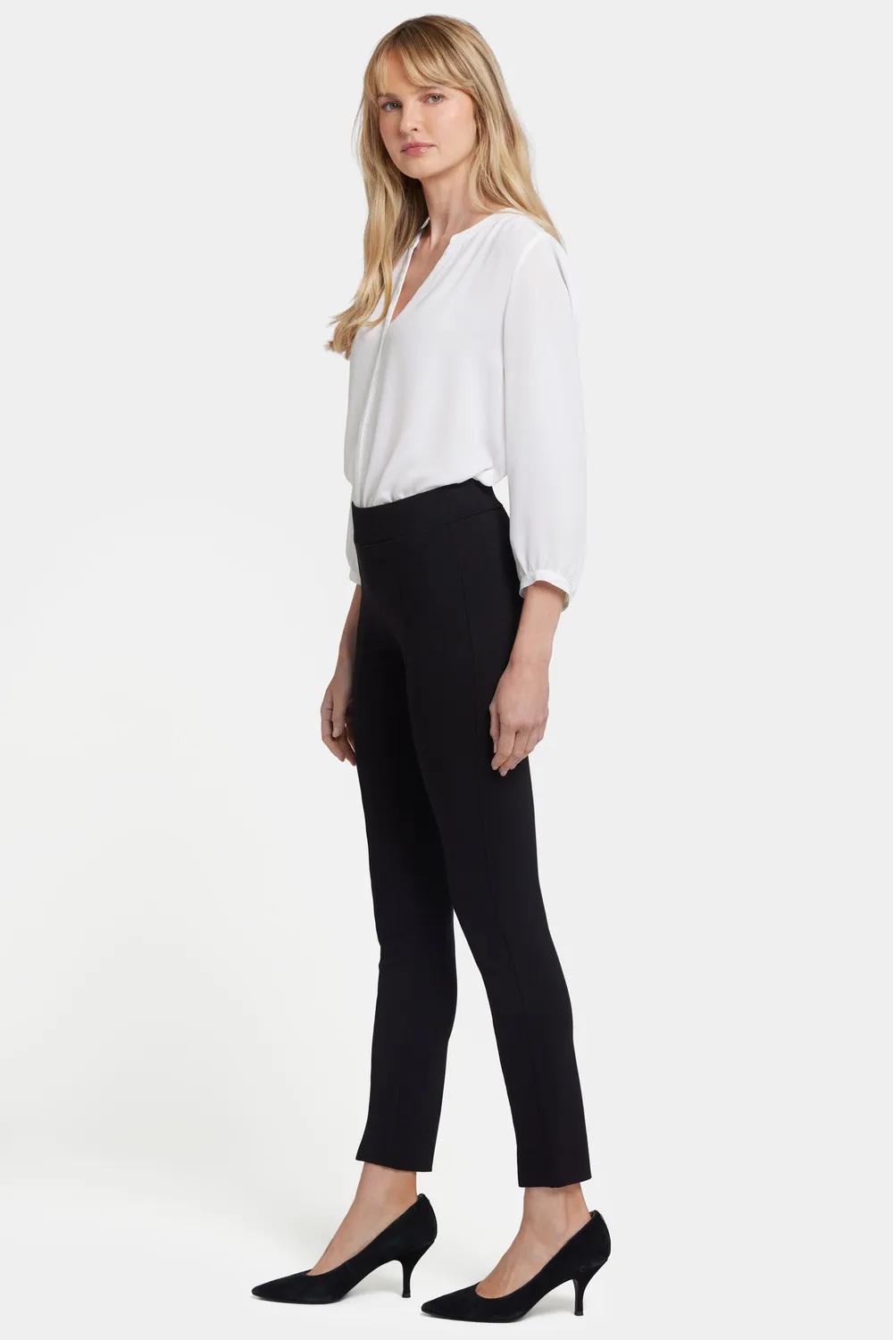 NYDJ Basic Legging Pants Schwarz Ponte-Hose mit Schlitz