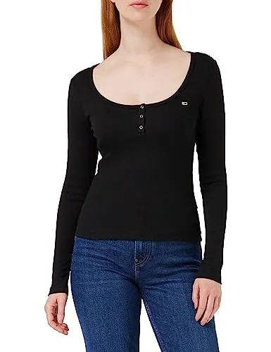 Tommy Jeans Slim Button Rib Strickpullover Ripp 1er