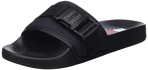 Tommy Jeans Herren Badeschuhe mit Logo Schwarz 40 EU