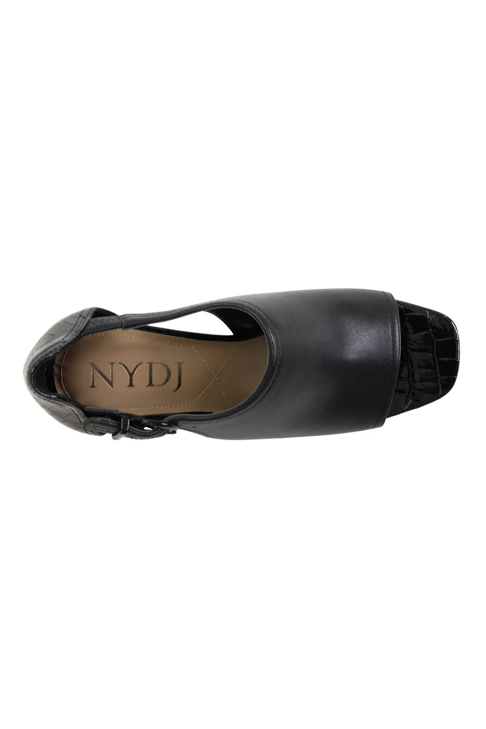 NYDJ Larlie Block Heel Sandalen Schwarz Leder
