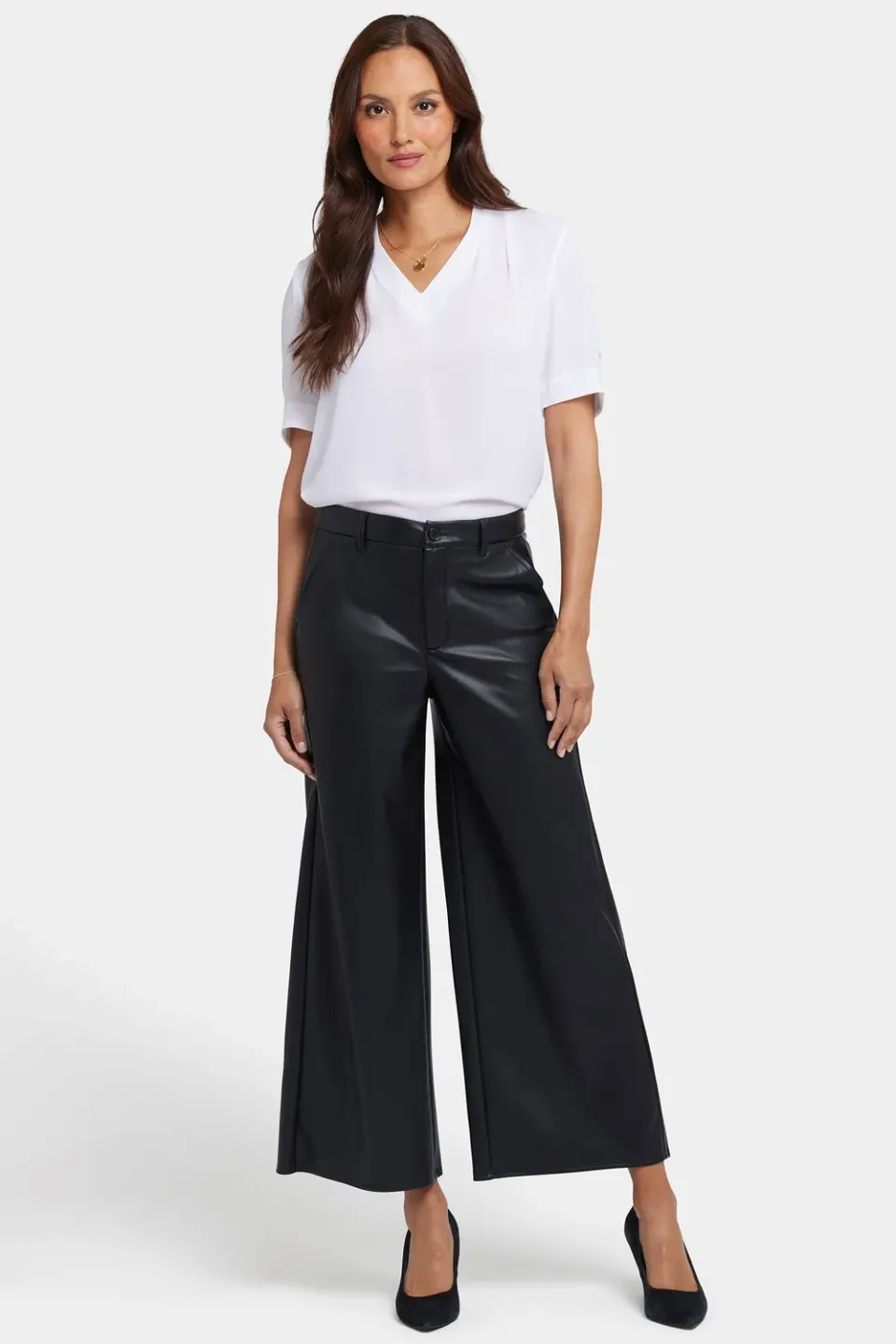 NYDJ Morgan Trouser Hose Schwarz veganes Leder