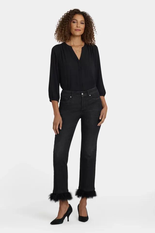 NYDJ Marilyn Straight Ankle Jeans French Nightfall schwarz