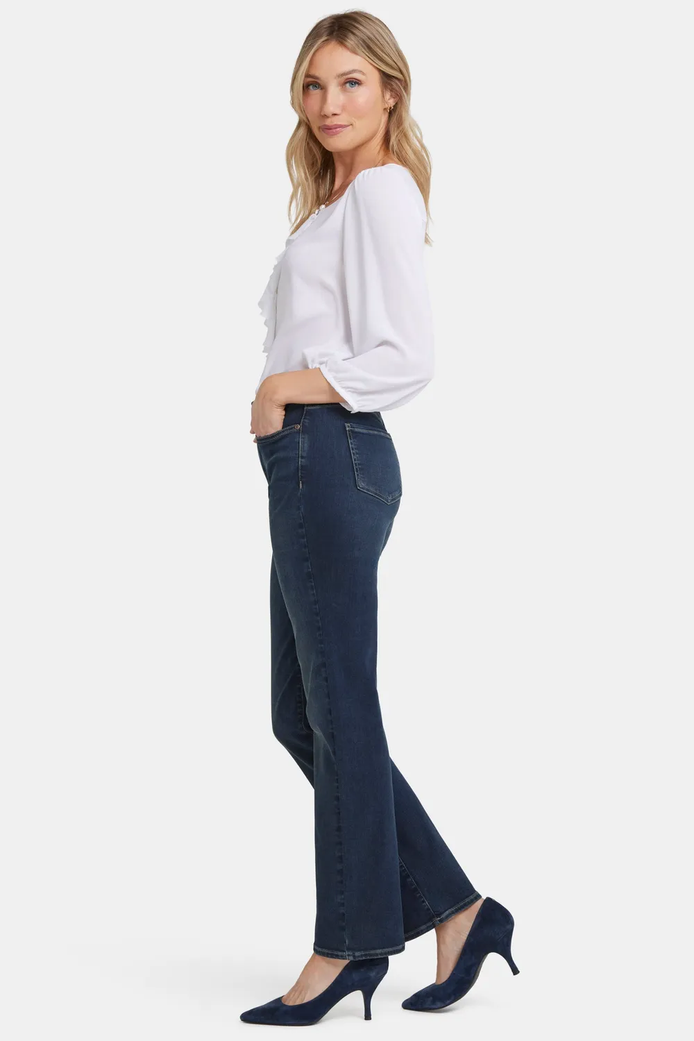 NYDJ Marilyn Straight Petite Jeans Presley dunkelblau