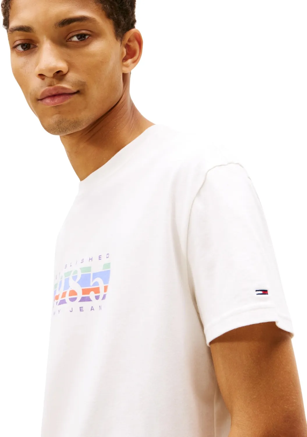 Tommy Jeans S/S T-Shirt Herren Kurzarm Baumwolle weiß