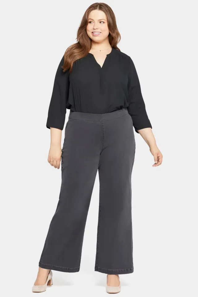 NYDJ Teresa Sierra Jeans Plus Size Wide Leg Grau
