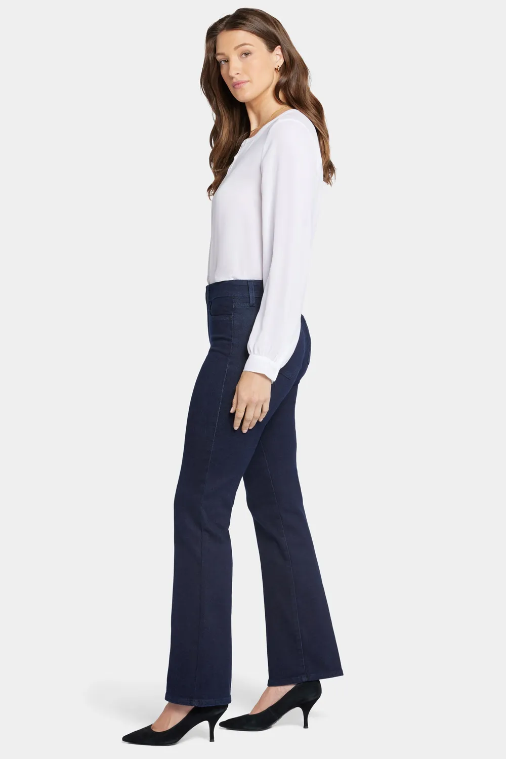 NYDJ Blake Slim Flared Jeans Rinse Petite High Rise