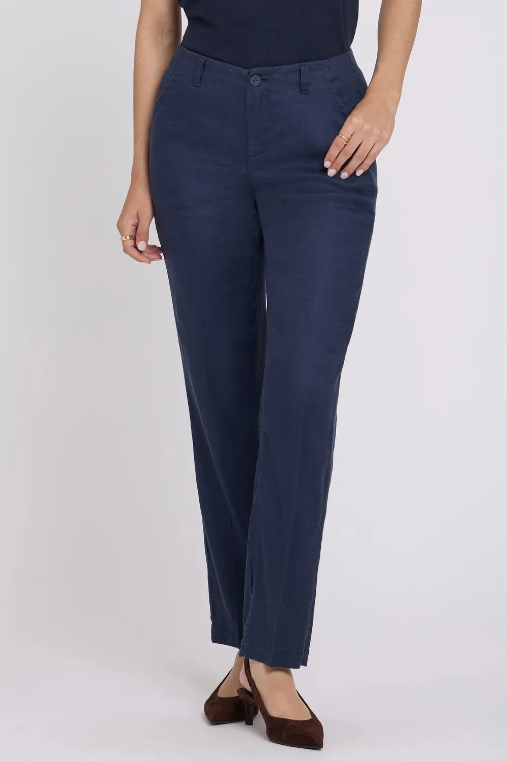 NYDJ Marilyn Straight Pants Oxford Navy Leinen