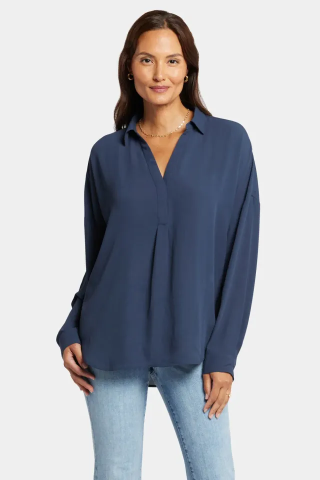 NYDJ Becky Bluse Oxford Navy Georgette