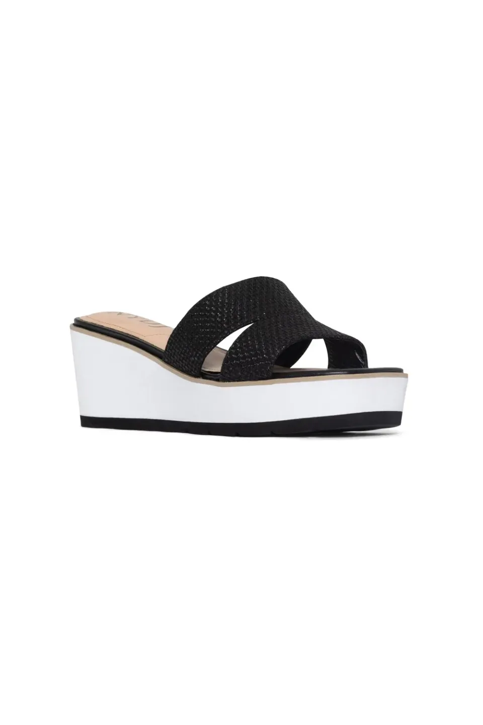 NYDJ Raizy Keilsandalen Schwarz Jute Slip-on