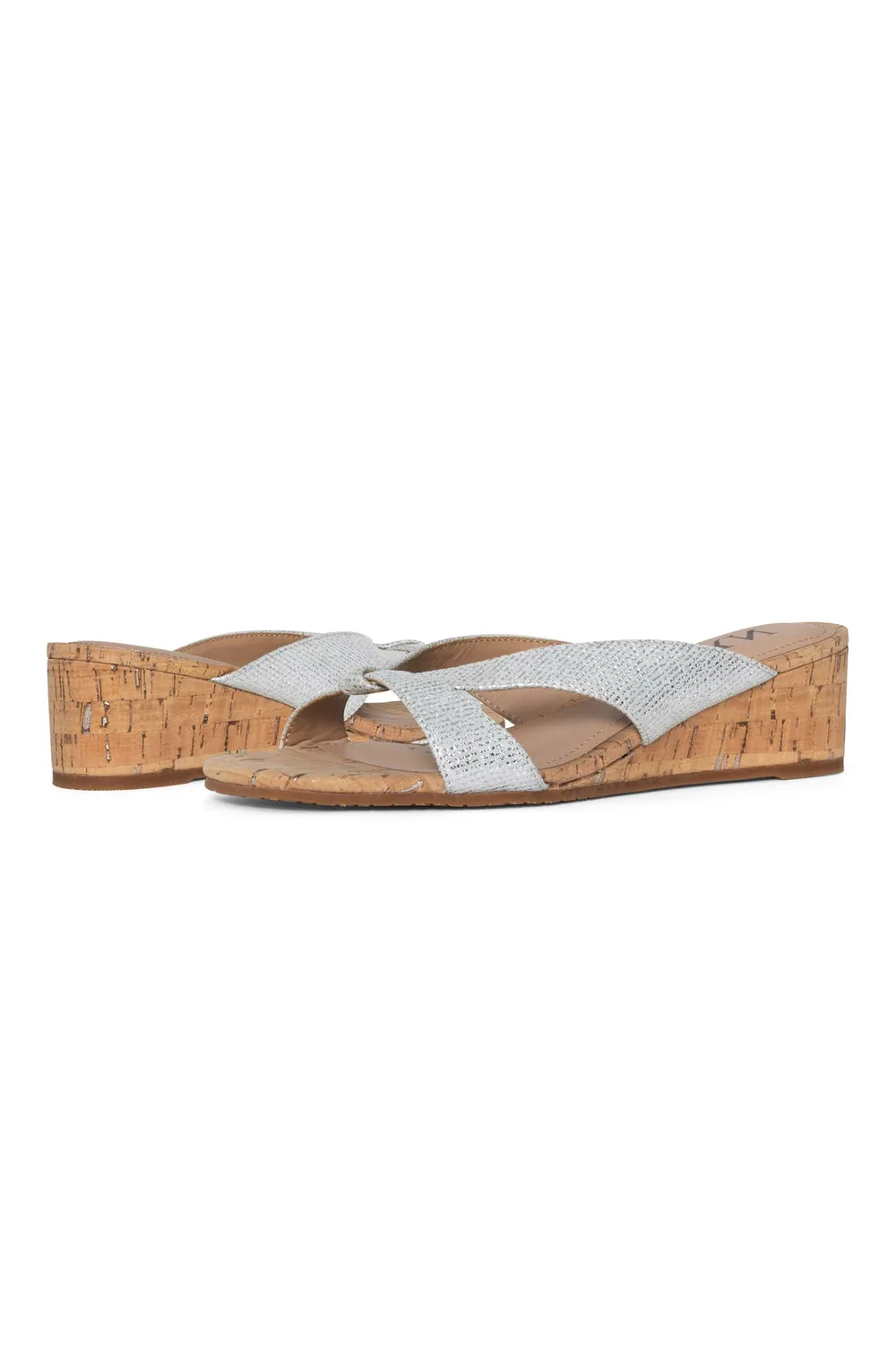 NYDJ Contessa Wedge Sandalen Silber Metallic Leder
