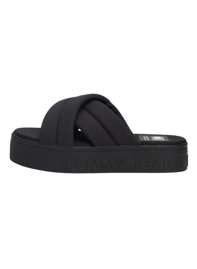 Tommy Jeans Lettering Flatform Sandale Schwarz 36 Plateau