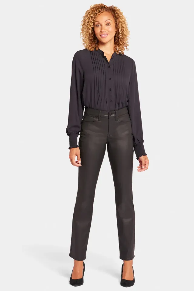 NYDJ Uplift Marilyn Straight Jeans Black Coated Po-Lift