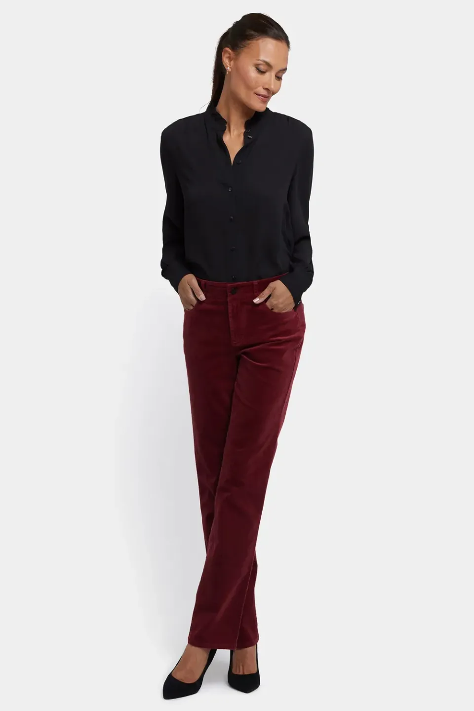 NYDJ Marilyn Straight Hose Wild Currant Samt petite