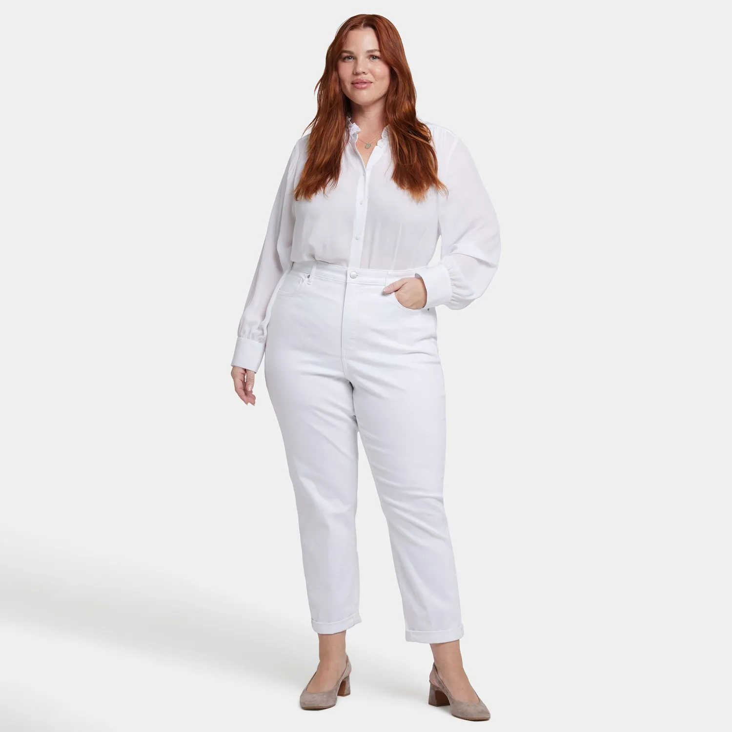 NYDJ Margot Girlfriend Jeans Plus Optic White weiß