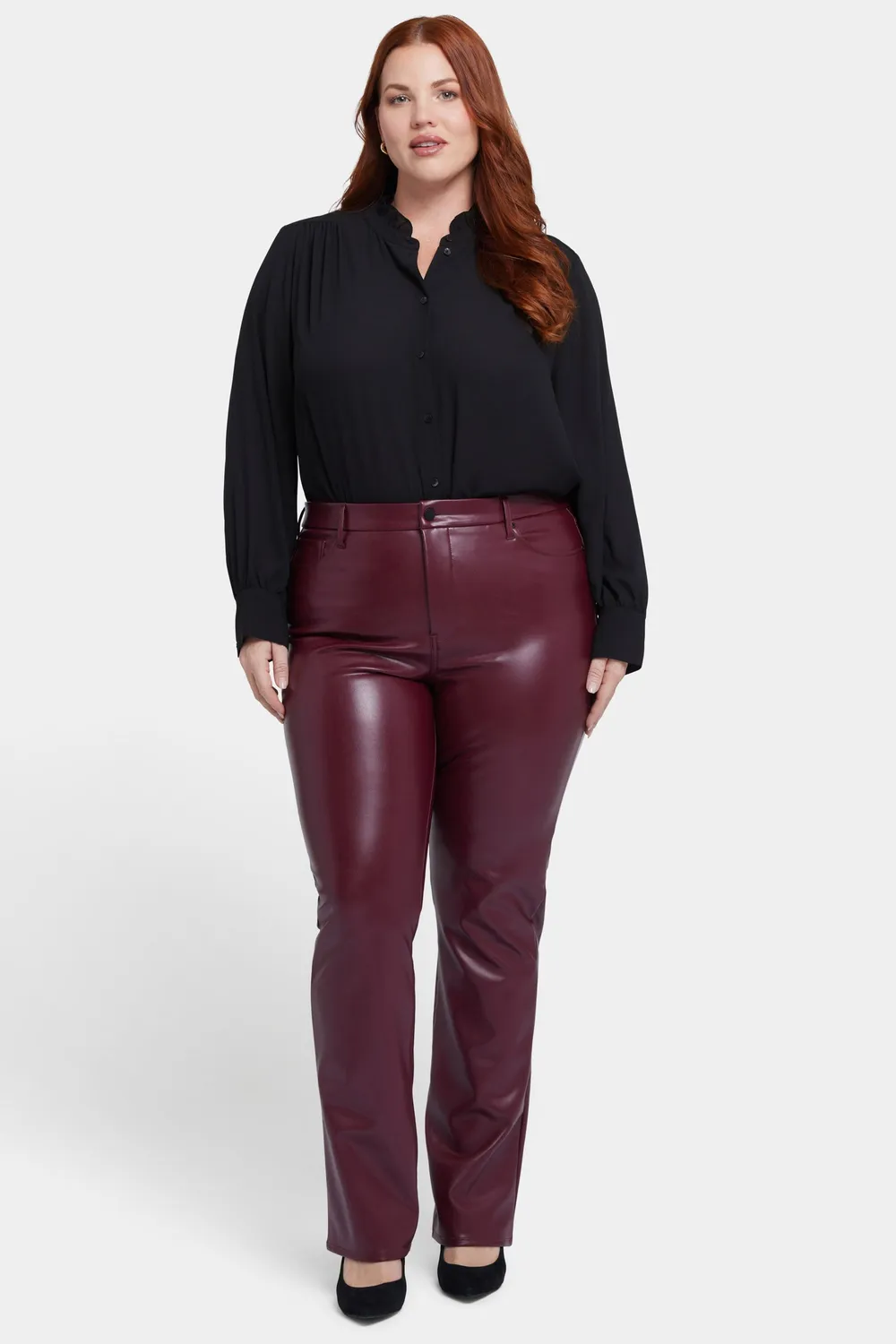 NYDJ Faux Leather Marilyn Straight Pants Hose Tavern