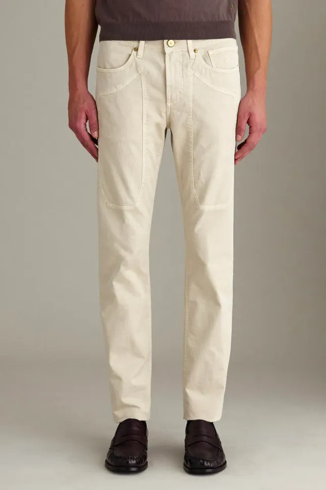 Jeckerson John Hose milchweiß Slim Fit Gabardine