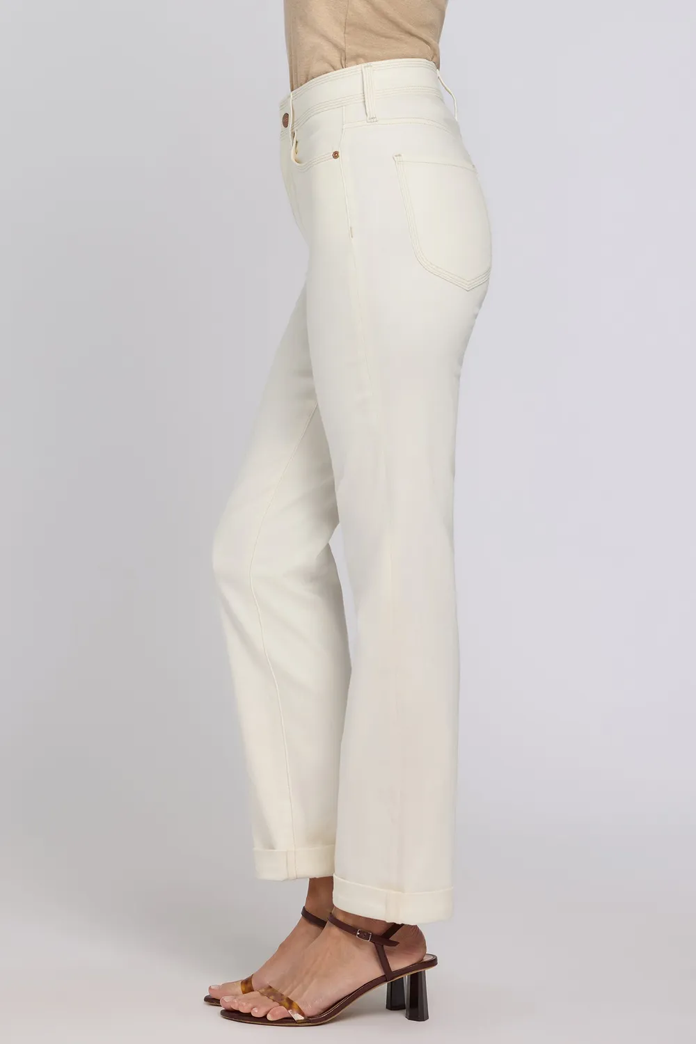 NYDJ Marilyn Straight Jeans Vintage White Petite High Rise