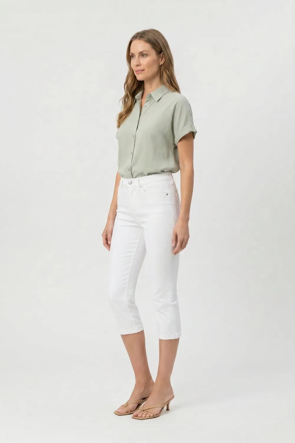NYDJ Chloe Skinny Capri Optic White Petite Stretch