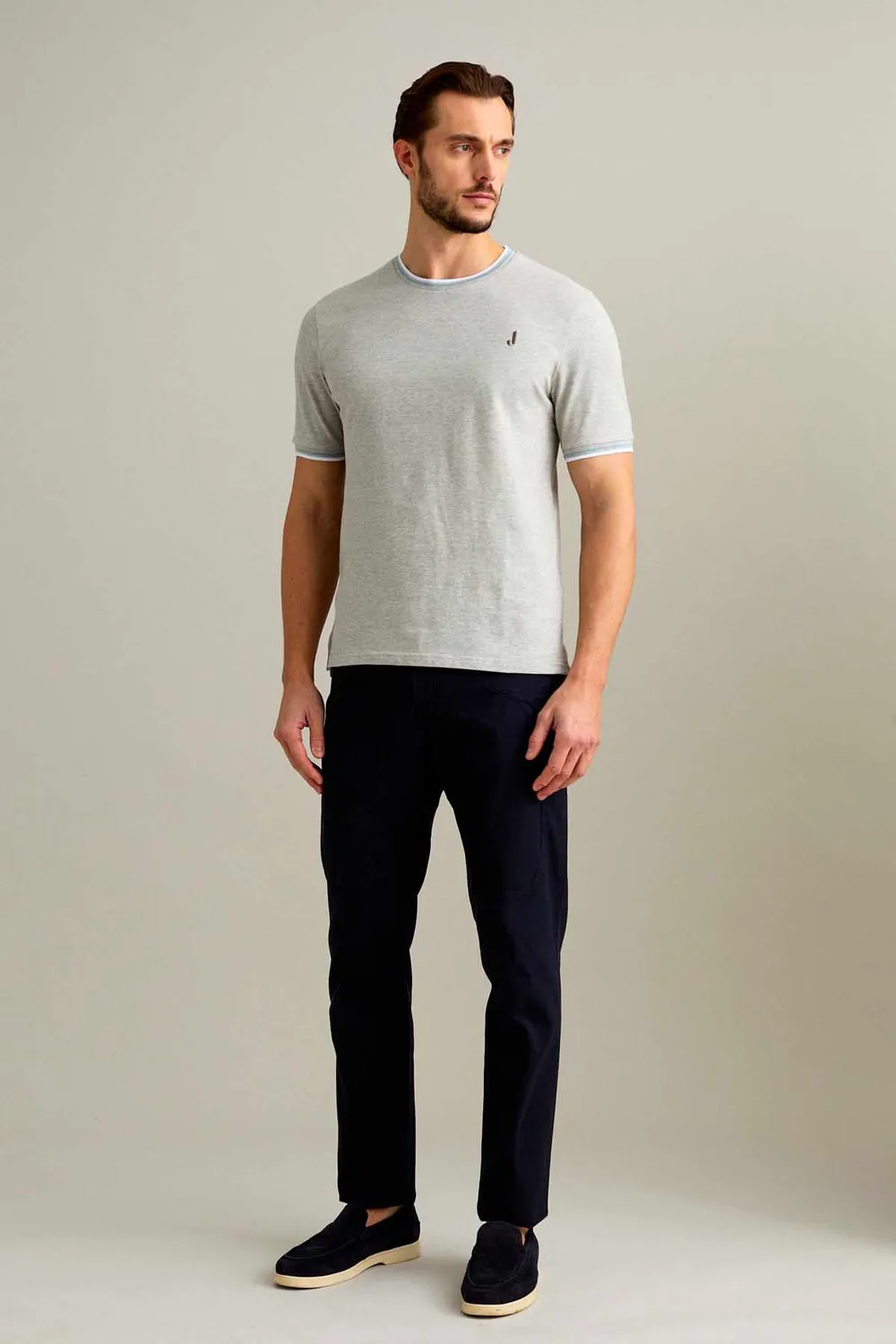 Jeckerson T-Shirt kurzarm grau meliert Piqué