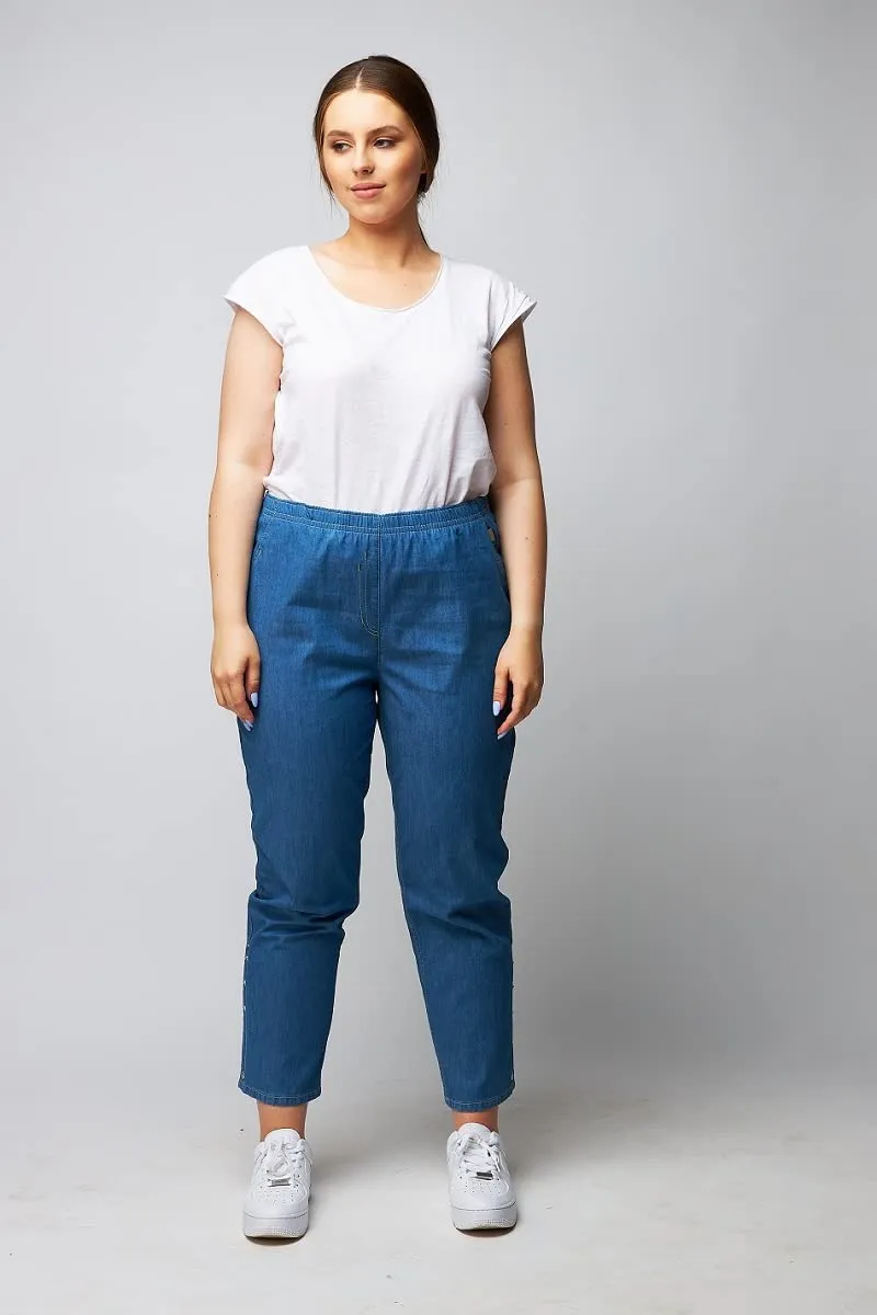 Wille Schlupfjeans Blau mit Gummizug leichte Damenjeans