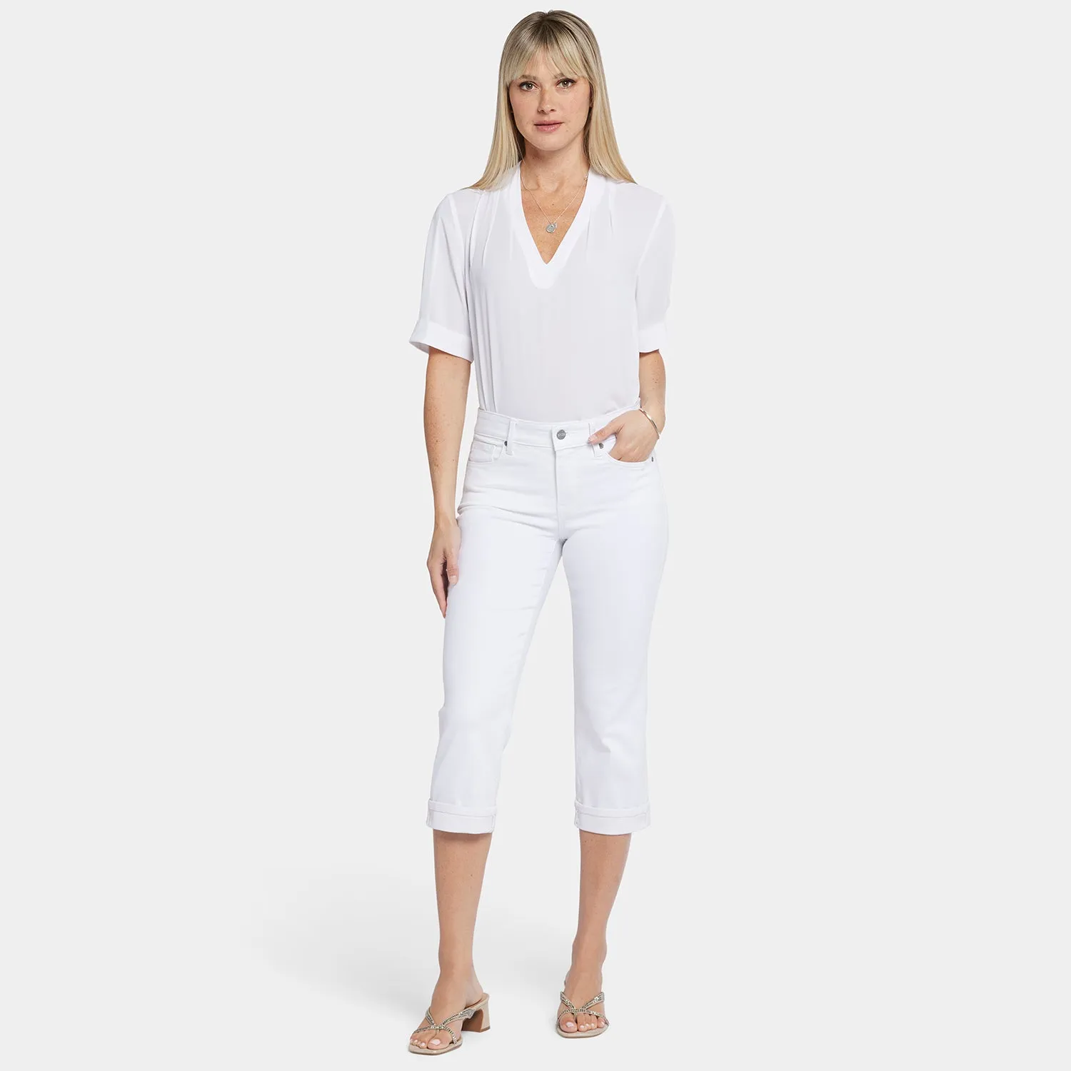 NYDJ Marilyn Straight Crop Jeans Optic White Cool Embrace