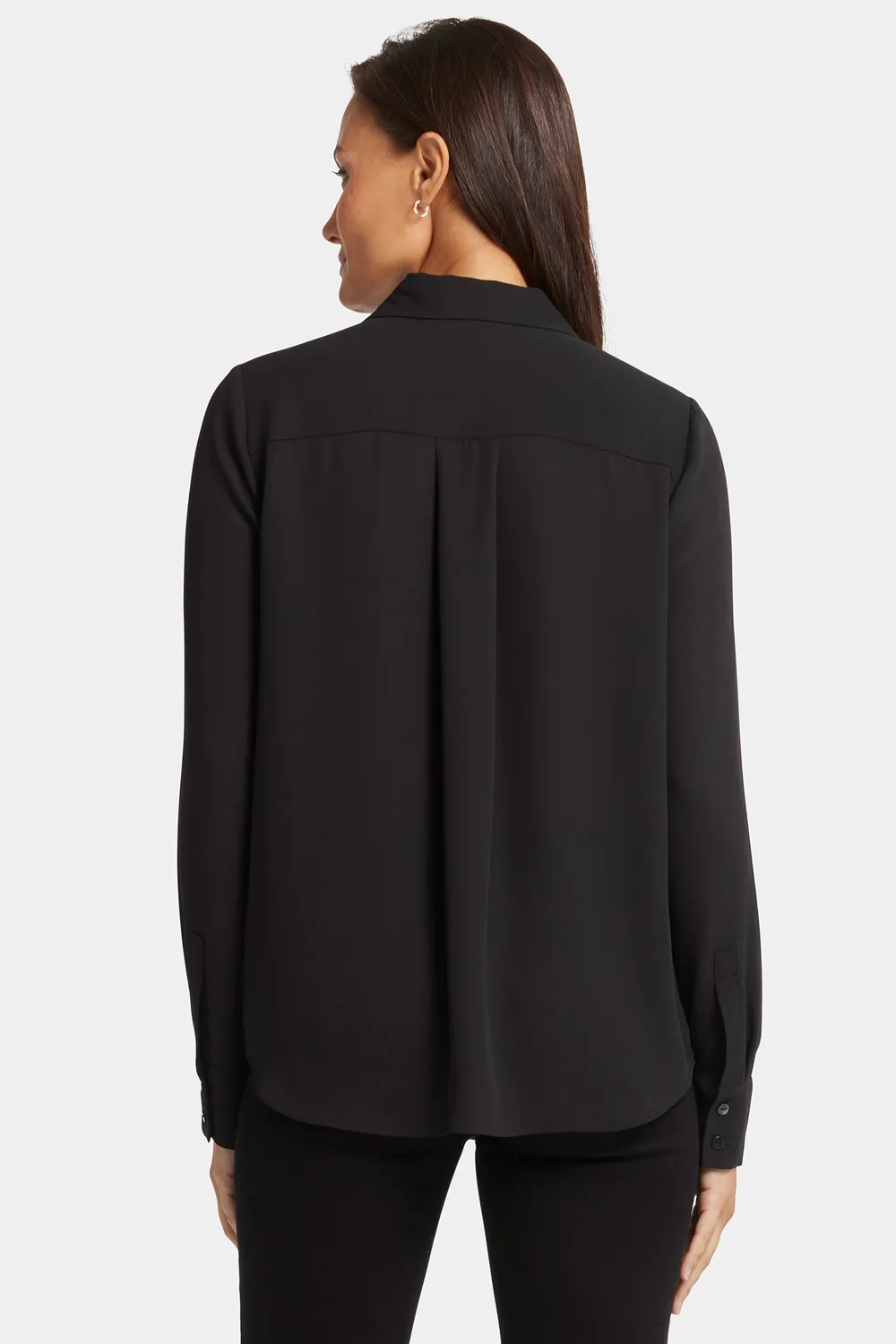 NYDJ Tuxedo Blouse Bluse Schwarz Langarm Kragen