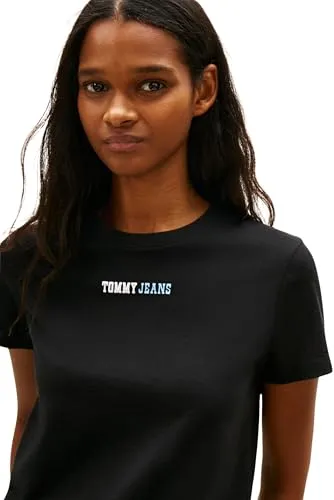 Tommy Jeans Essential Logo T-Shirt Damen Schwarz XL Basic