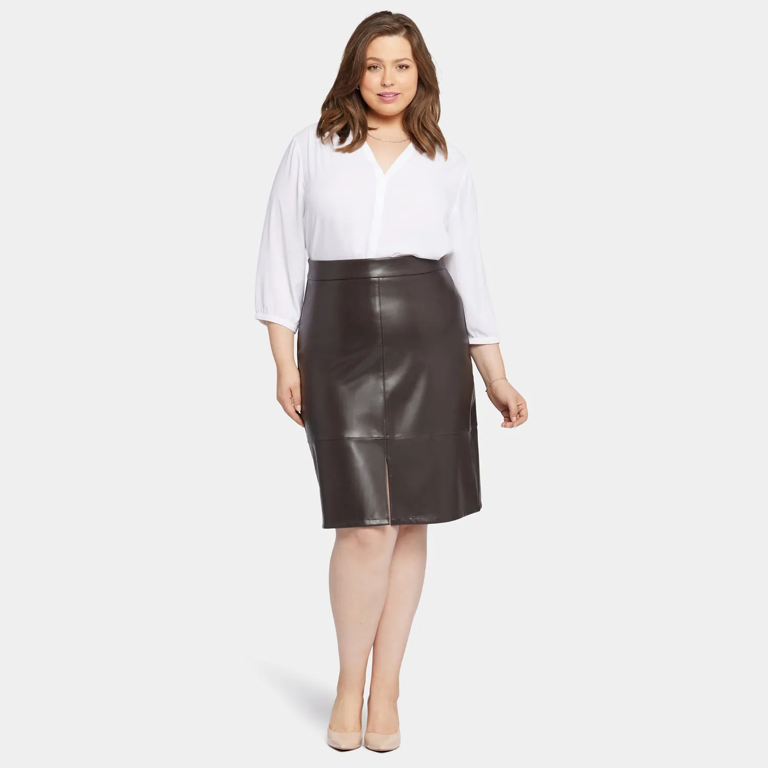NYDJ Faux Leather A-Line Rock Cordovan Plus